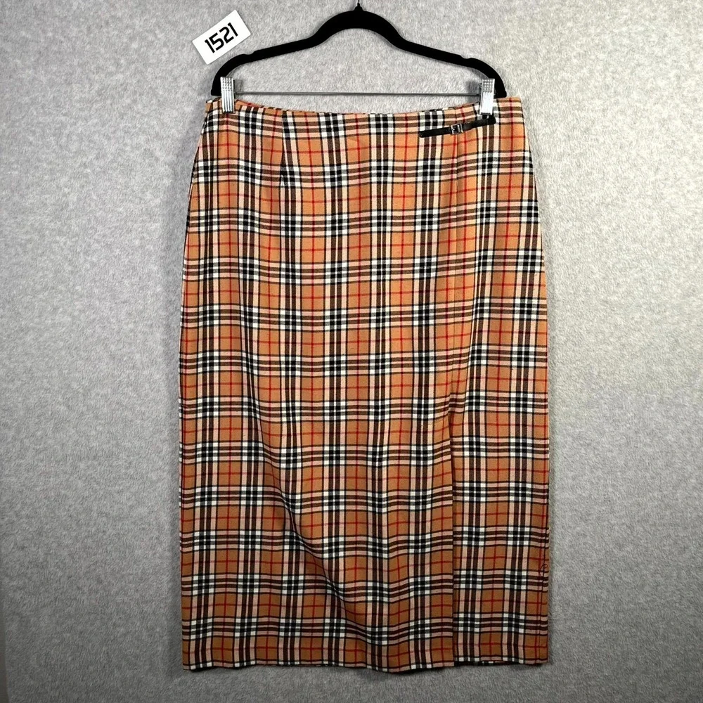 Sag Harbor Pencil Skirt Womens 16 Tan Tartan Plaid Back Zip Formal Business‎